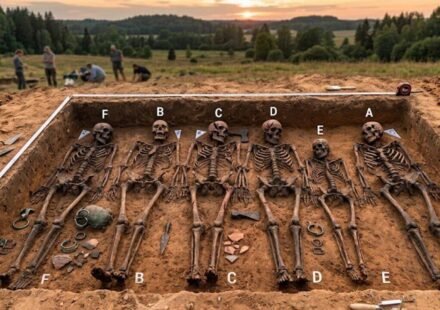 Six people buried in a rare Viking Age grave in Latvia show signs of violence and family ties, with DNA pointing to local Baltic ancestry