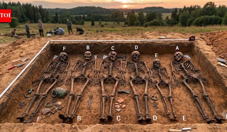Six people buried in a rare Viking Age grave in Latvia show signs of violence and family ties, with DNA pointing to local Baltic ancestry