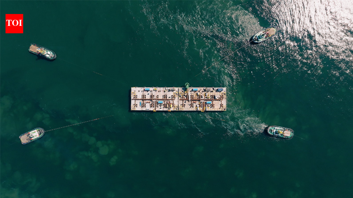 Belgium sank 23 concrete blocks weighing 22,000 tons each in the North Sea to build the world's first artificial energy island in a €7B project