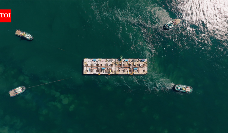 Belgium sank 23 concrete blocks weighing 22,000 tons each in the North Sea to build the world's first artificial energy island in a €7B project