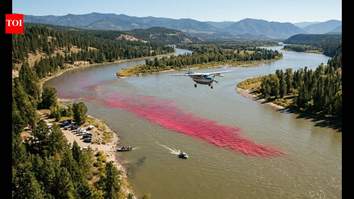 In 2017, USGS released 72.57 kg of red dye into Idaho’s Kootenai River in 90 seconds; aircraft 1,000 metres above mapped the plume in 0.5-metre pixels to study river dispersion