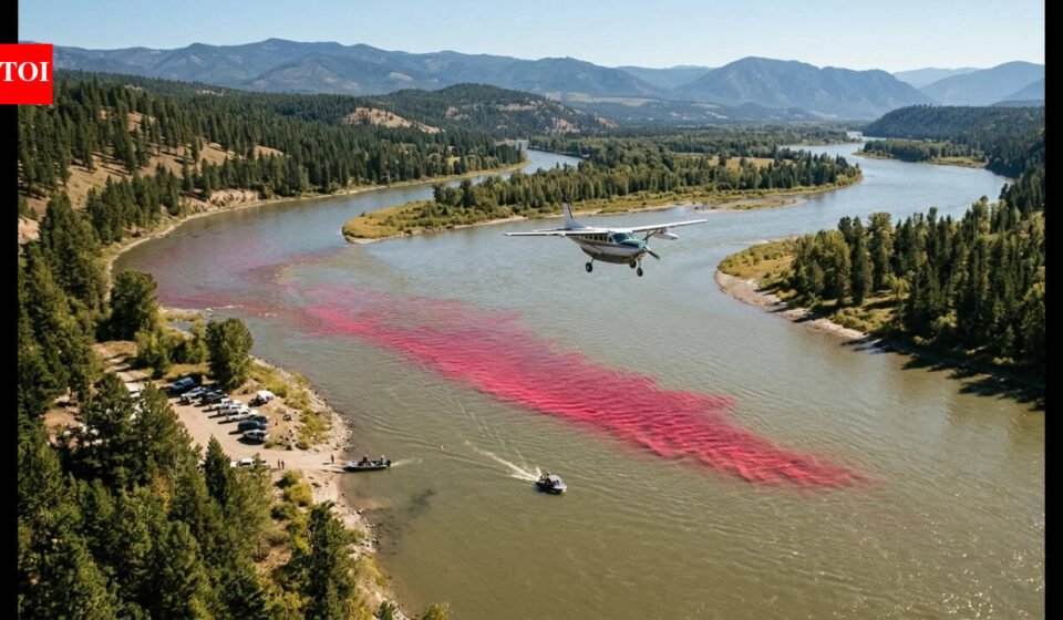 In 2017, USGS released 72.57 kg of red dye into Idaho’s Kootenai River in 90 seconds; aircraft 1,000 metres above mapped the plume in 0.5-metre pixels to study river dispersion
