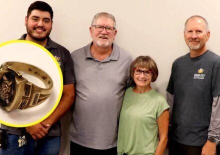 Kansas student lost his class ring during a snowball fight with his future wife: 53 years later, when campus workers dug it out, the couple happened to be passing through the city