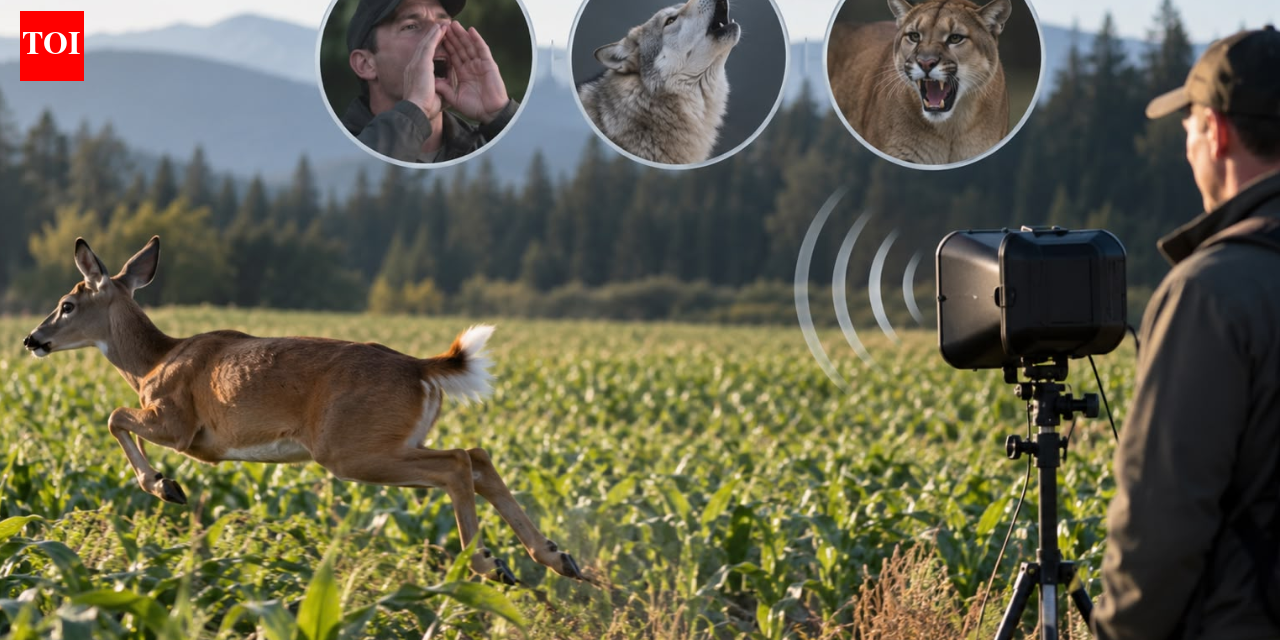 Scientists played human shouts, wolf and cougar calls near British Columbia crop fields; deer fled 64% of the time from human voices, but quickly learned to ignore the deterrents