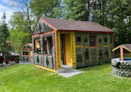 In 1973, Ontario teacher Hank Deverell built his wife a bottle house for her doll collection; about 25,000 glass bottles and 1,750 hours later, it became a roadside attraction
