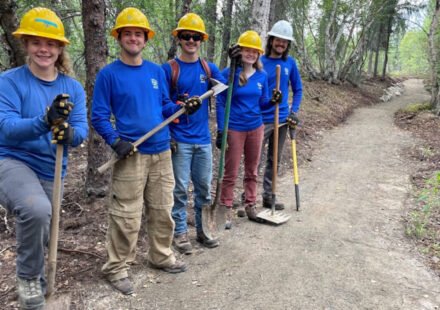 A former fuel-tank farm beside an Alaska national park visitor center has been erased; a young conservation crew restored 15,000 square yards of landscape and built 500 feet of new trail