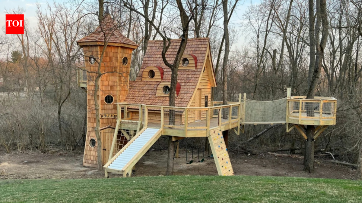 A US grandfather planned a $100,000-$150,000 treehouse for his grandkids; it grew into a $325,000 backyard castle with a pirate ship and 200-foot zipline