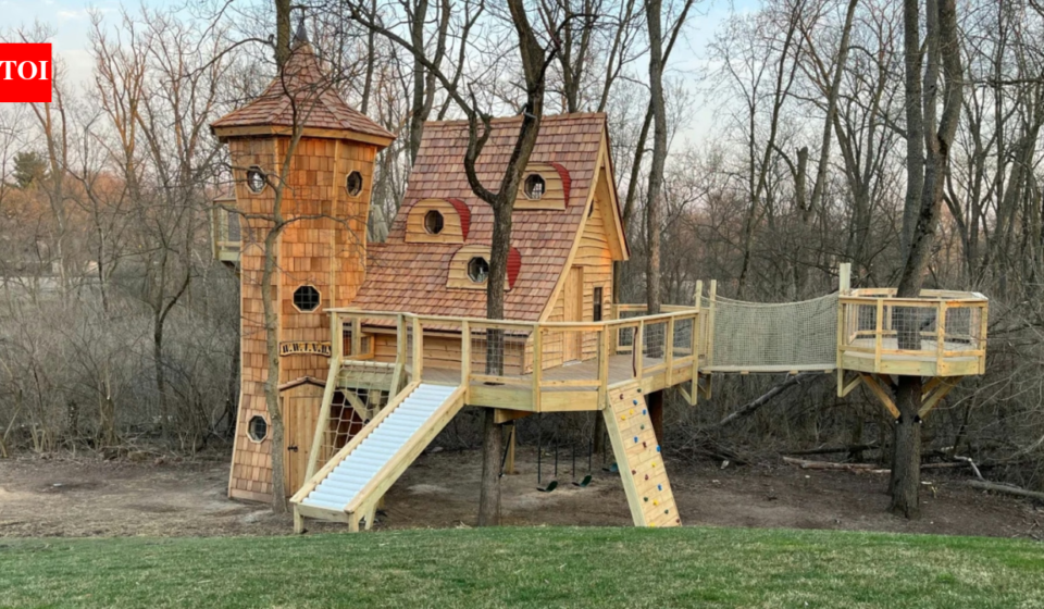 A US grandfather planned a $100,000-$150,000 treehouse for his grandkids; it grew into a $325,000 backyard castle with a pirate ship and 200-foot zipline