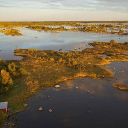 Finland's coast is still rising after the Ice Age; around the Gulf of Bothnia, 1,730 acres emerge each year, but waterfront owners may not own the new land