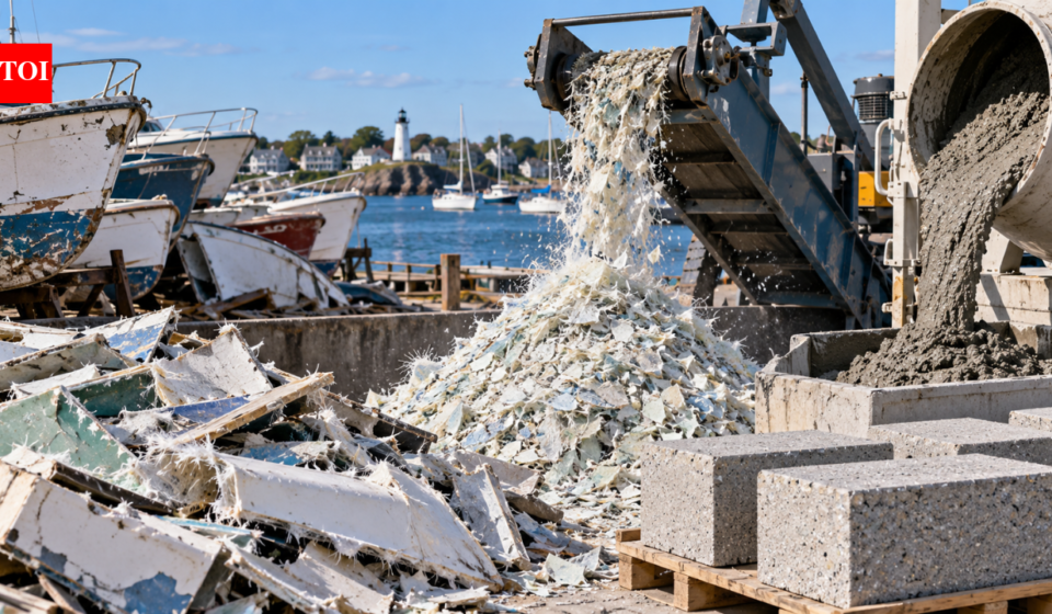 Rhode Island pilot recycled 80 short tons of fibreglass from old boats using a $105,000 NOAA grant, turning shredded hulls into cement material