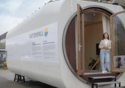 Retired wind turbines are being transformed into tiny solar-powered houses and recycled skis by a Swedish company