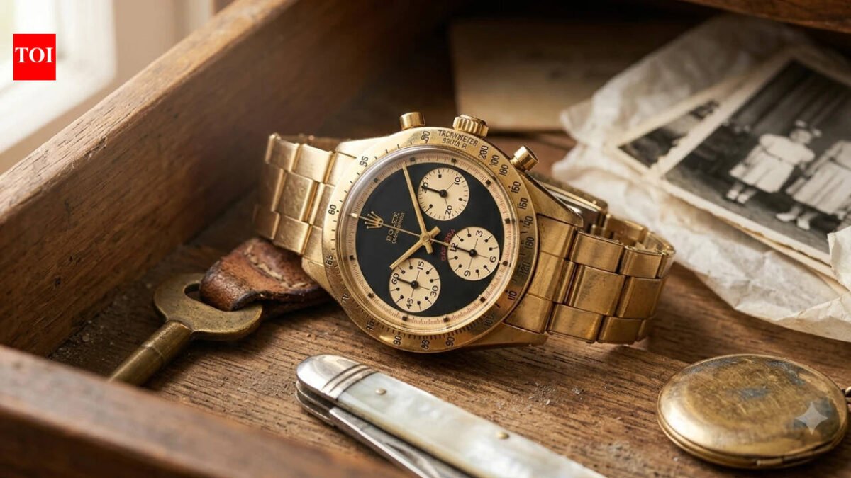 In 1967, Rolex made a rare yellow-gold Daytona with a Paul Newman dial; after more than 45 years in a family drawer, two sisters inherited it and it sold for CHF 1.143 million in Geneva