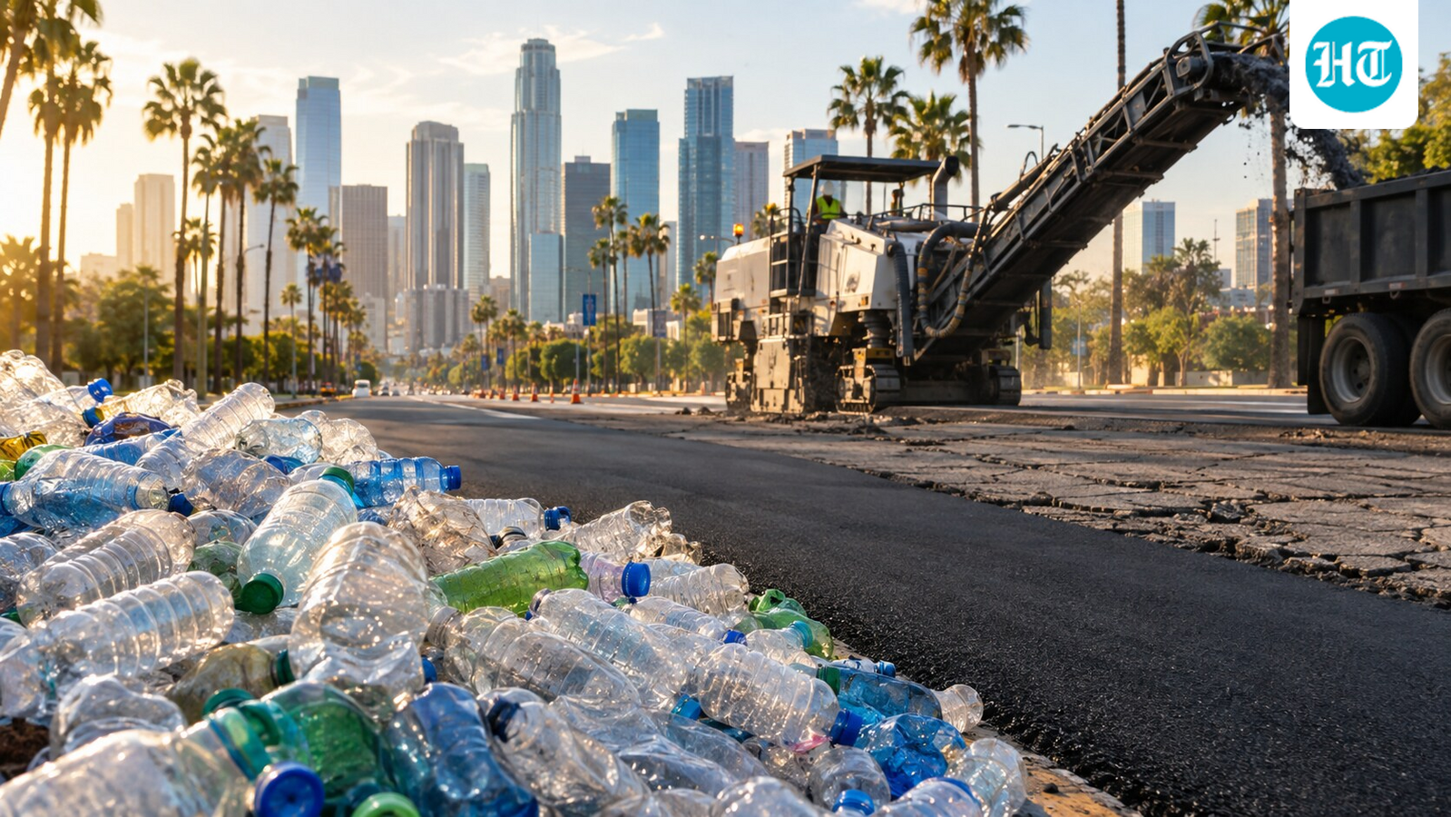 The use of recycled PET in asphalt could enhance road durability and cut carbon emissions by 26.2%. (AI-generated/ChatGPT)
