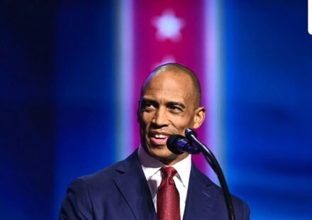 US Secretary of Housing and Urban Development Scott Turner drew attention at the Republican Party’s midterm convention in Dallas after a brief interaction with Republican Anna Paulina Luna went viral on social media. (AFP)