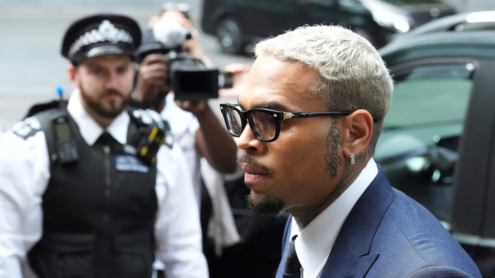 Chris Brown was sentenced to eight months, suspended, after pleading guilty to affray following a 2023 London nightclub attack on music producer Abe Diaw.. (AP Photo/Frank Augstein)
