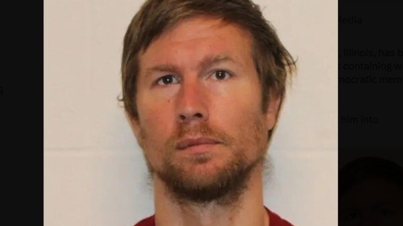 Matthew Unglesbee, 37, of Quincy, Illinois, has been arrested and charged after allegedly mailing letters containing white powder and notes reading “HA HA” to multiple Democratic members of Congress. (X@ginamilan_)