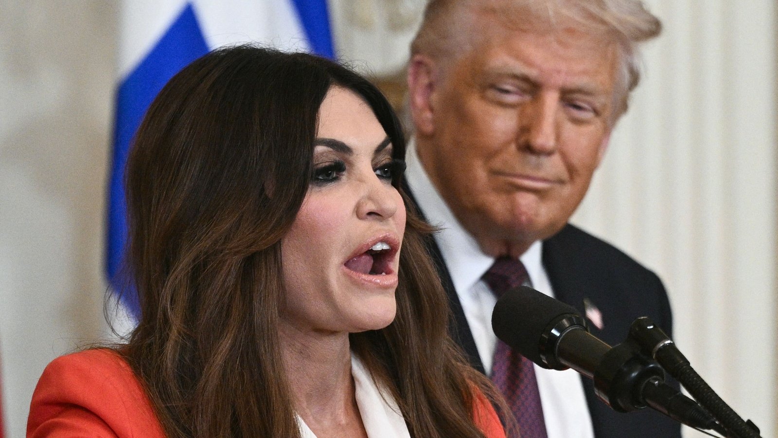 Trump said he is looking at Kimberly Guilfoyle’s possible removal as ambassador amid an inspector general investigation and allegations of misconduct. (AFP)