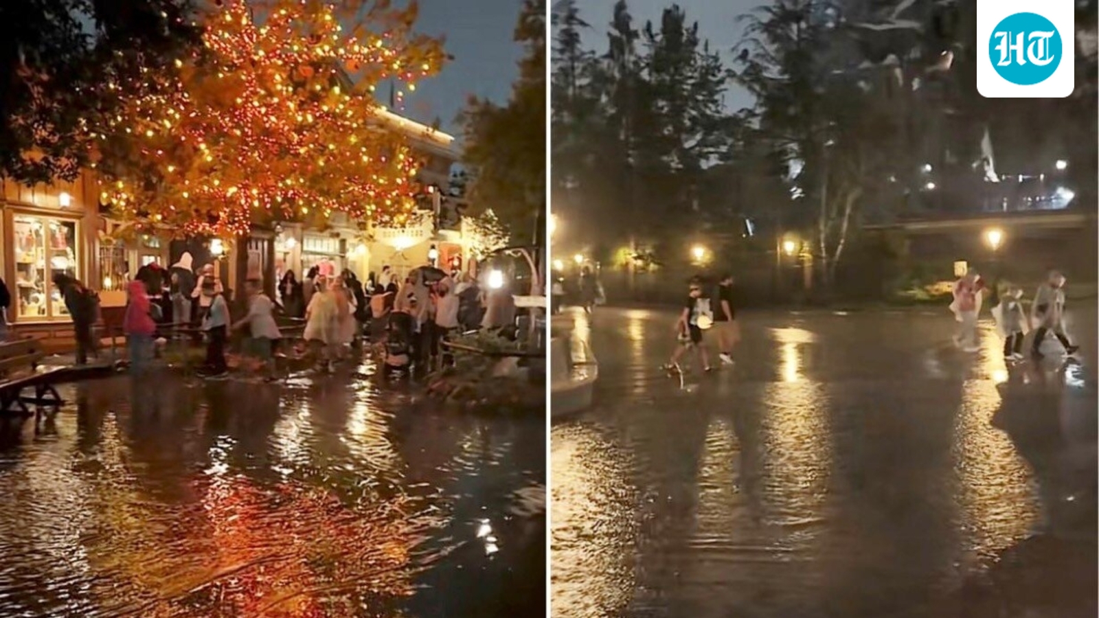 A powerful storm swept through Anaheim, flooding walkways at Disneyland Resort, temporarily shutting outdoor attractions. (Tiktok/@dznylndrz)