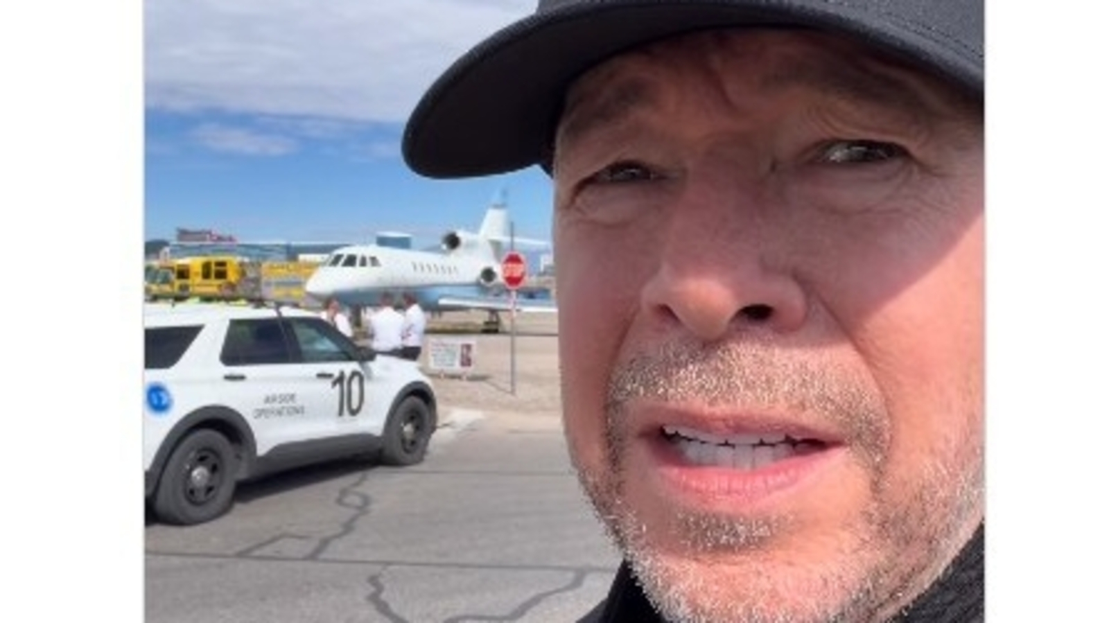 Donnie Wahlberg said he and his fellow passengers were unharmed after their aircraft ran out of runway during an attempted takeoff from Las Vegas (Donnie Wahlberg/Instagram)