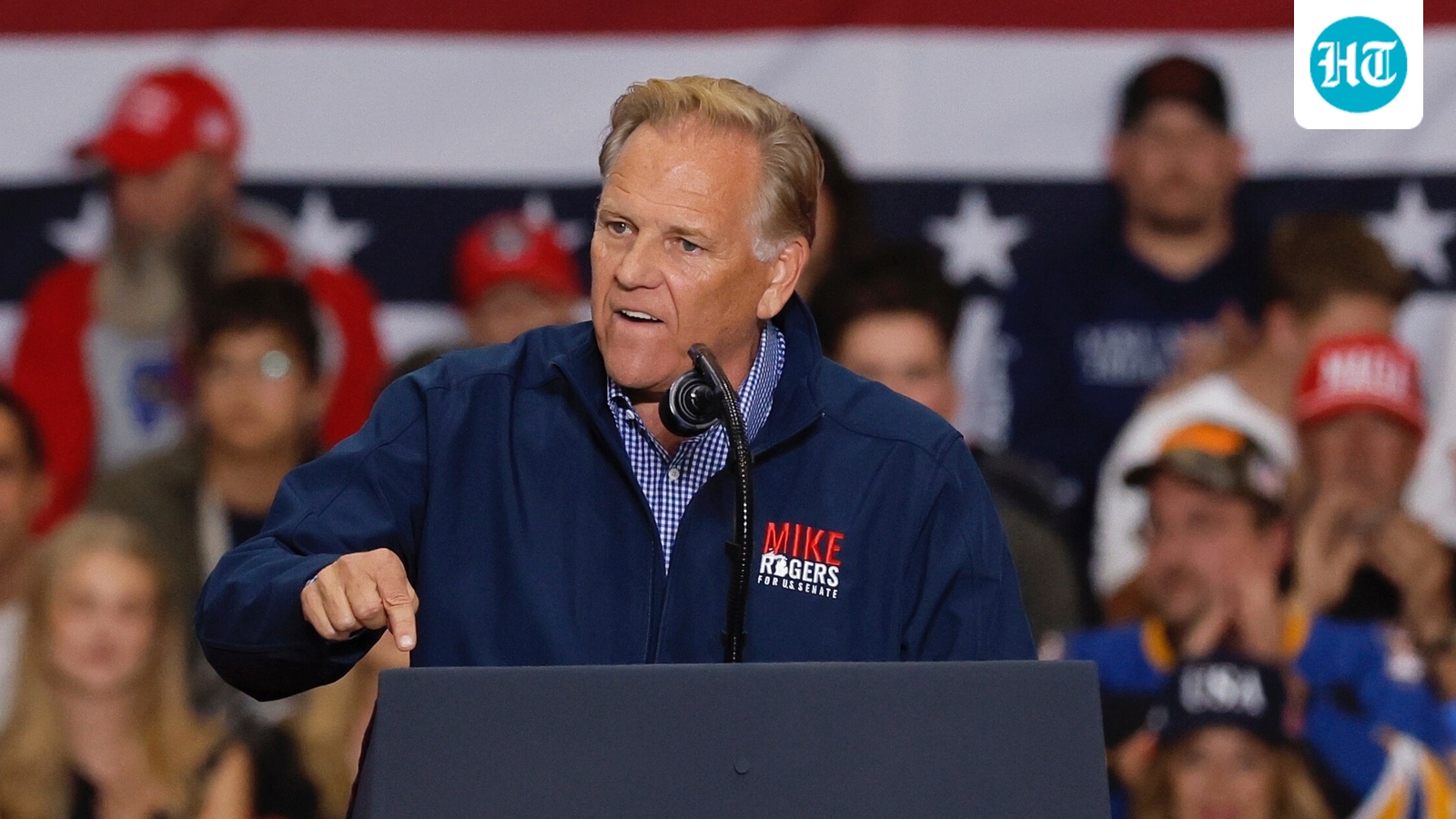 Mike Rogers, a Michigan Republican candidate for Senate, speaks during a campaign rally at McMorran Place Arena in Port Huron, Mich., Sunday, Oct. 25. (AP Photo/Duane Burleson)