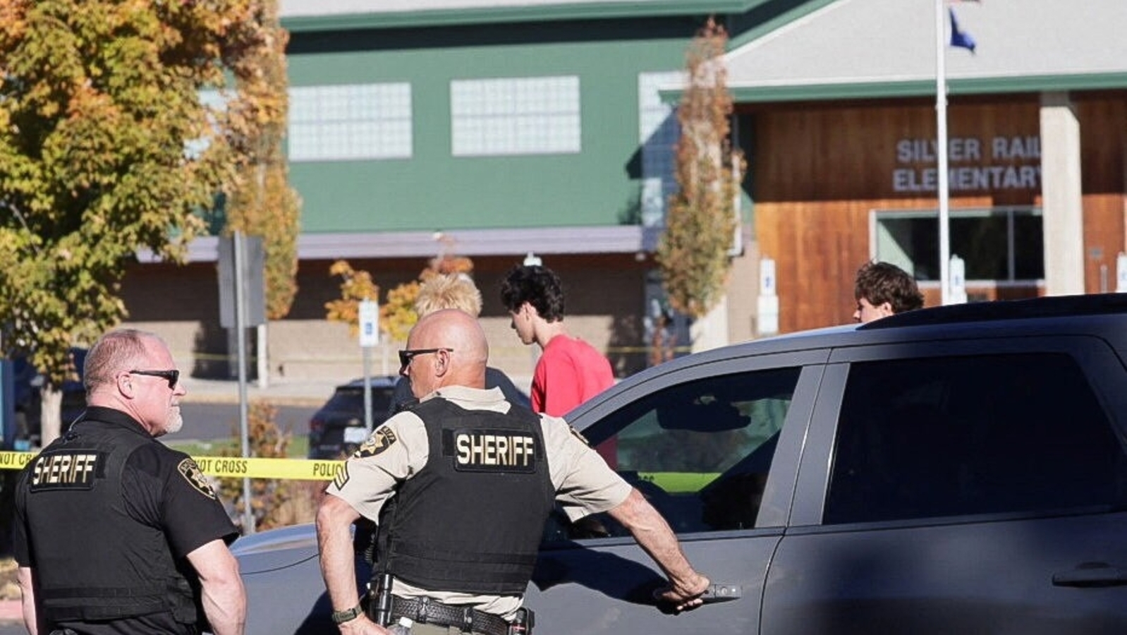 Emergency personnel work at the scene following a shooting at Silver Rail Elementary School in Bend, Oregon. (REUTERS)