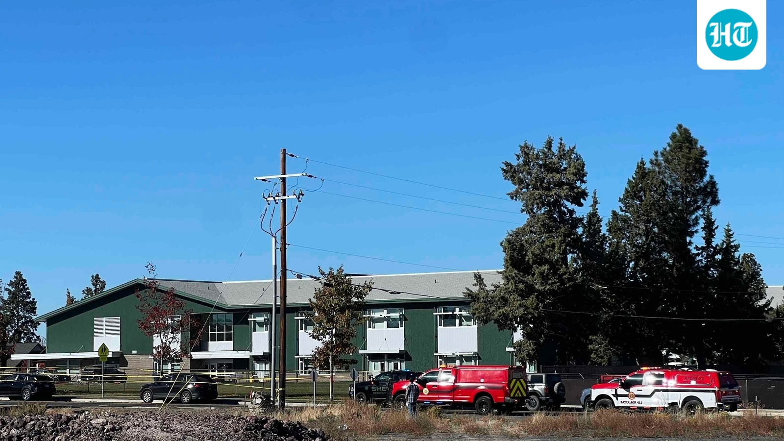 Police tape is placed outside Silver Rail Elementary school, where a shooting took place in Bend, Oregon. (AP Photo/Joe Kline)