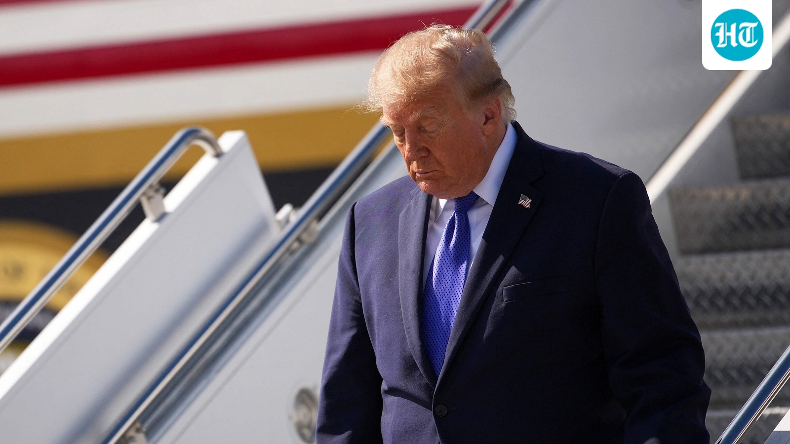U.S. President Donald Trump departs Air Force One as he arrives at Charlotte Douglas International Airport on October 29. (Getty Images via AFP)