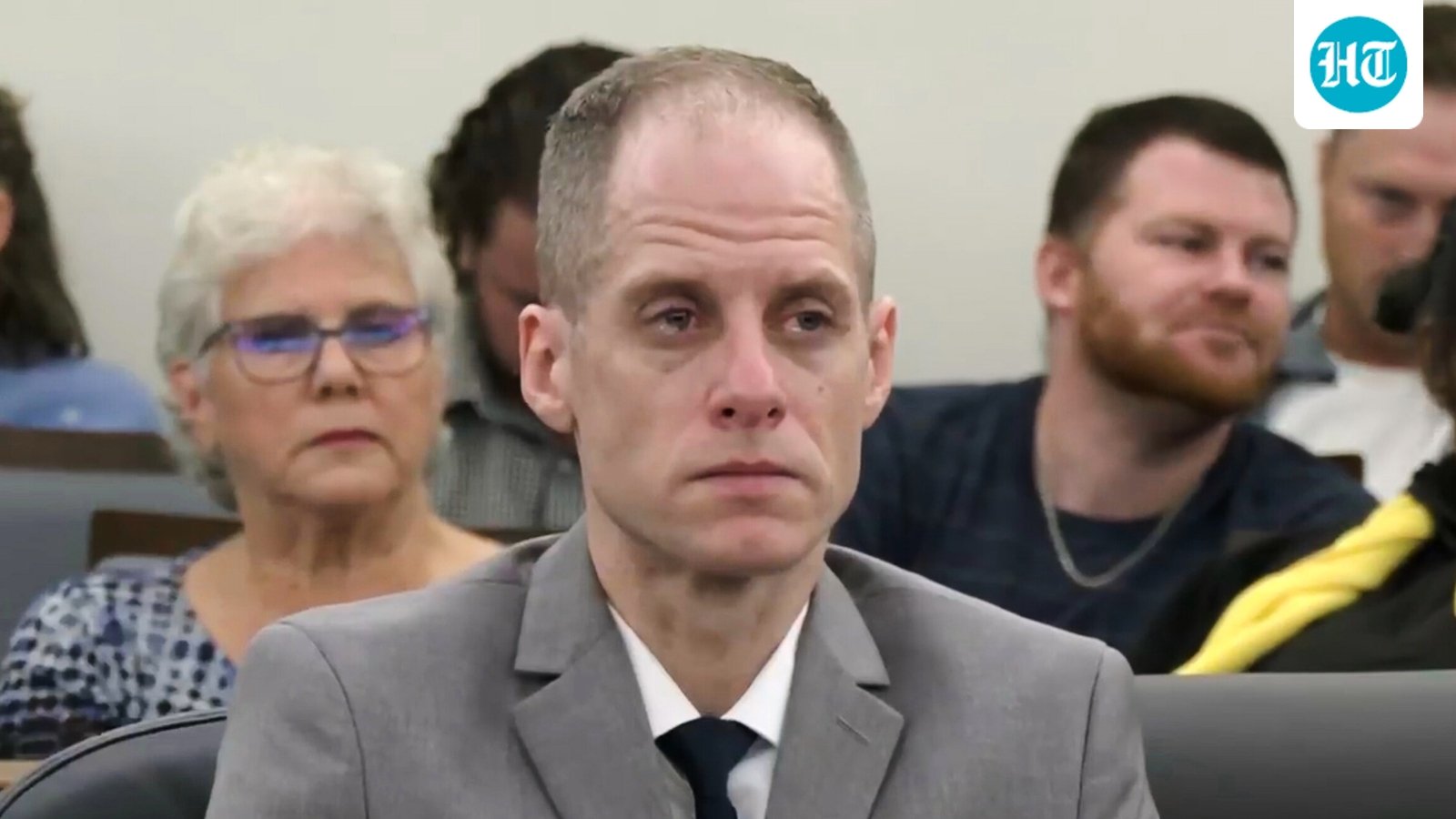 This image taken from pool court video shows 40-year-old Caleb Flynn listening to the judge reading out the jury's verdict at the Miami County Court of Common Pleas on Tuesday, Sept. 29,. (/Pool via AP)