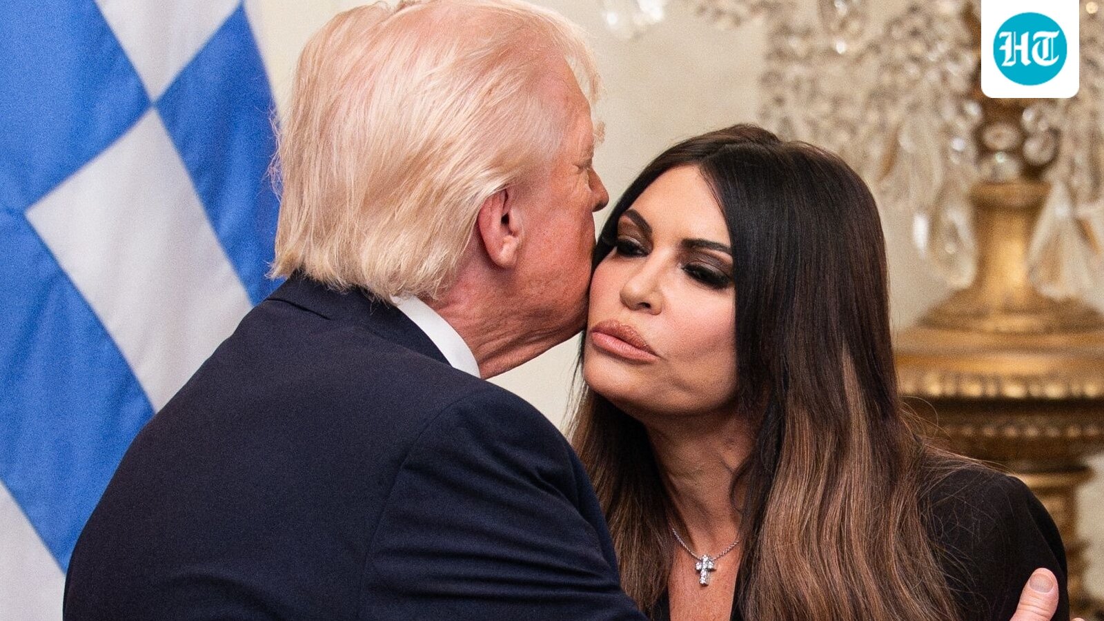Donald Trump, left, and Kimberly Guilfoyle, US ambassador to Greece, during a Greek Independence Day celebration in the East Room of the White House in Washington, DC, US, on Thursday, March 26. (Bloomberg)