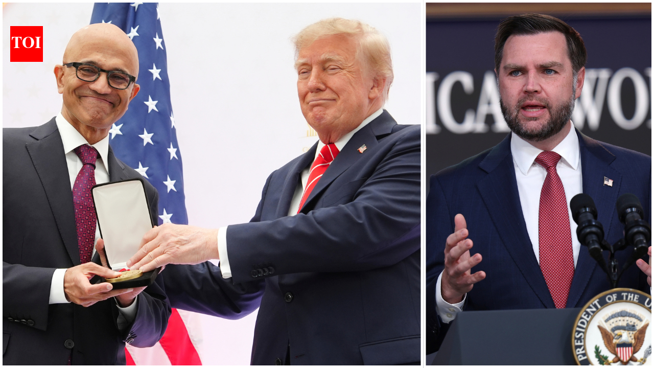 Donald Trump honours CEO Satya Nadella as JD Vance goes hard at Microsoft