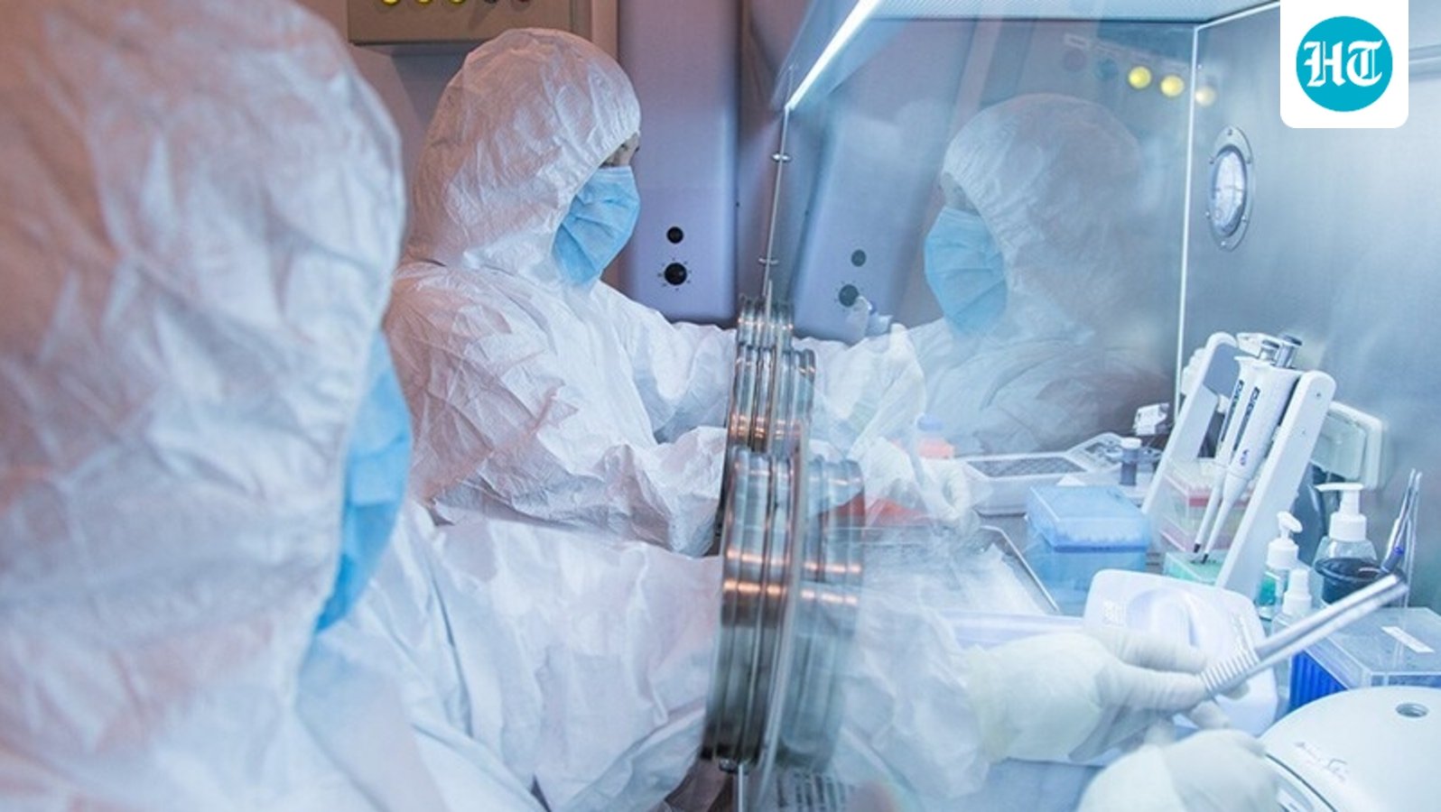 This undated photo released in 2019 by the Irkutsk Anti-Plague Research Institute of Siberia and Far East, shows the institute workers in a lab. (The Irkutsk Anti-Plague Research)