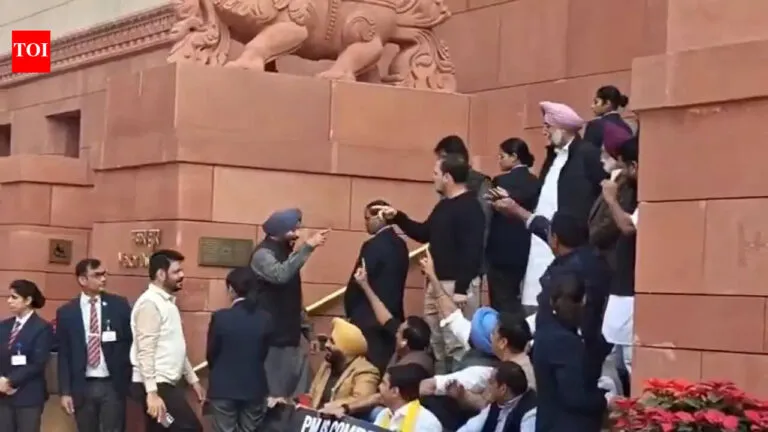 Face-off outside Parliament: Rahul Gandhi calls Ravneet Bittu ‘traitor’, ‘country or enemy’ retorts – WATCH | News of India – The Times of India