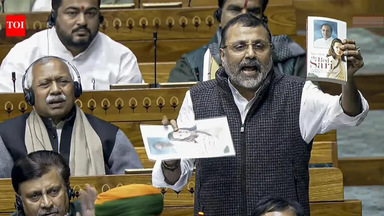 Oppn, BJP MPs feud in Speaker’s office, Nisikant Dubey displays ‘Bofors’ books at LS to target Gandhi family India News