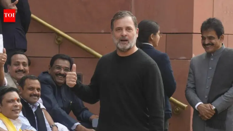 ‘PM did not live up to his responsibility’: Rahul displays unpublished memoirs of ex-army chief Naravane outside Parliament